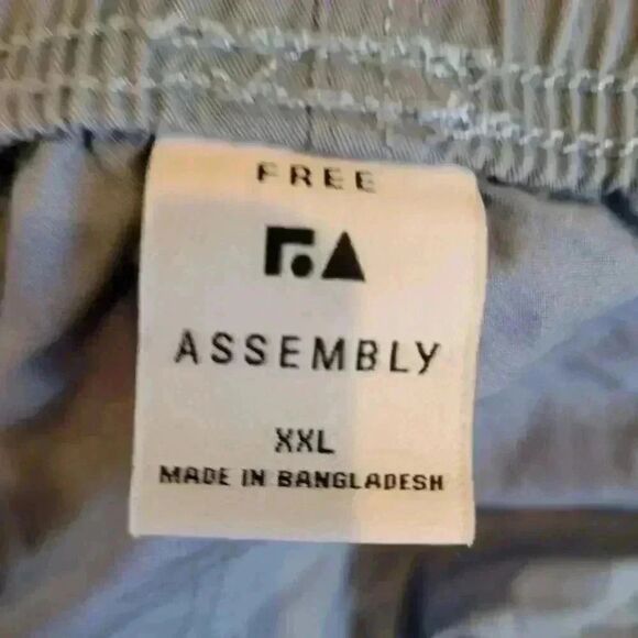 Free Assembly Men's Azure Blue Cotton E-Waist Utility Drawstring Shorts w Pocket - Picture 6 of 10